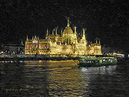Hungary Budapest Night View Parliament Building-d
