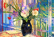 Still life of flowers in a vase-001-a