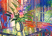 Still life of flowers in a vase-001-d