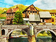 Stone bridge and house