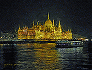 Hungary Budapest Night View Parliament Building-a
