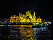 Hungary Budapest Night View Parliament Building-b