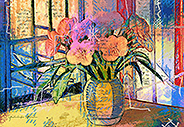 Still life of flowers in a vase-001-c