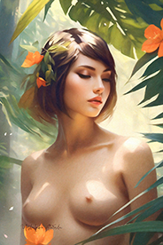 nude woman and jungle-<br>20231020-b 