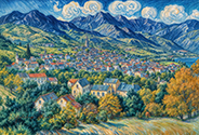 Mountain scenery returning to the wind-b 