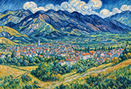 Mountain scenery returning to the wind-c