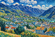Mountain scenery returning to the wind-e