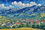Mountain scenery returning to the wind-g